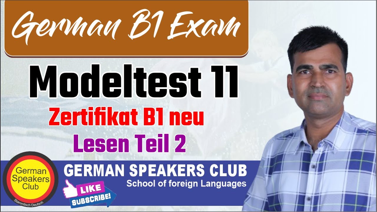 Zertifikat B1 Modellsatz | Modelltest-11 | Lesen  Teil-2 | German Reading Exam | Goethe Zertifikat