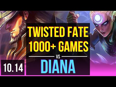 TWISTED FATE vs DIANA (MID) | 1.2M mastery points, 1000+ games | EUW Grandmaster | v10.14