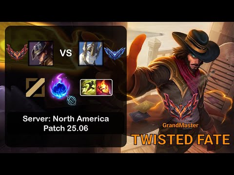 Twisted Fate Mid vs Galio - NA GrandMaster - Patch 25.06