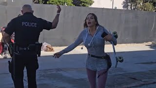 Daisy tried to distract the police during a cleanup of a homeless encampment in Venice Beach.
