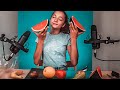 MAKING A FRUIT SALAD ASMR Peeling Cutting And Eating Fruit