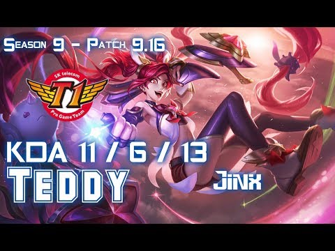 SKT T1 Teddy JINX vs EZREAL ADC - Patch 9.16 KR Ranked