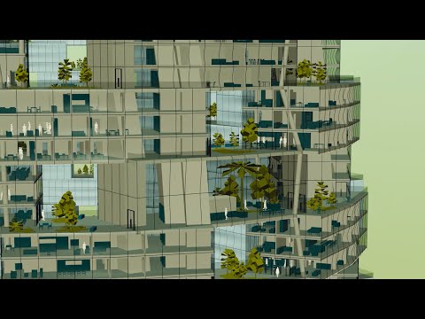 Avatars populate a utopian city