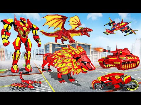 Multi Robot Transforming Games 2023: Blue Lion Tank Car Robot Hero - Android iOS Gameplay