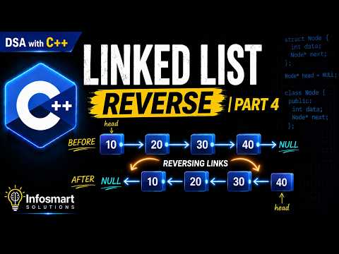Linked List Reversal in C++ | C++ DSA Series - C++ tutorial video thumbnail