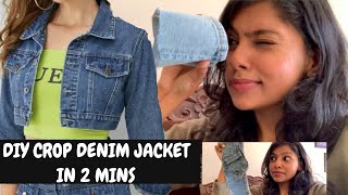 How To Crop Denim Jacket & How to get Raw Cut Jeans - Crop Denim Jacket & Reuse Jeans | AdityIyer