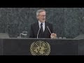 Director Steven Spielberg talks at UN Holocaust ...