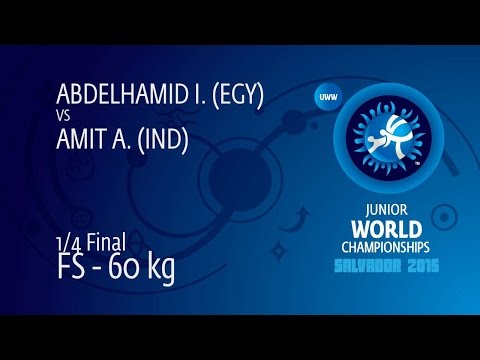 1/4 FS - 60 kg: I. ABDELHAMID (EGY) df. A. AMIT (IND), 4-4