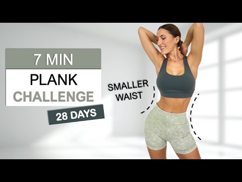 7 Min Plank Challenge | 28 Days - Smaller Waist, Strong Abs | No Jumping, No Equipment