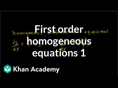First Order Homogeneous (Part 1)