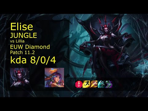 Elise vs Lillia Jungle - EUW Diamond 8/0/4 Patch 11.2 Gameplay