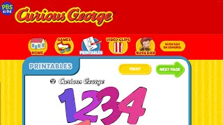 Color with Me! Curious George and Numbers + Mini Lesson (free coloring page)