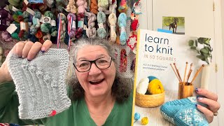 12: The Budding One #Knit50Squares ‘26-Learn to knit in 50 squares by Anna Pantelous #learntoknit 