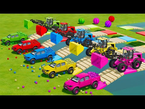 TRANSPORTING SOCCER BALLS WITH TOYOTA CARS & JCB LOADERS -  Farming Simulator 22