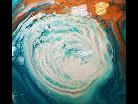 (220)  Tree 🌳Ring Pour 🌈with Pearls and Cloud ☁️Effects!  contemporary art