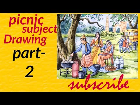 Easy picnic subject drawing in watercolor painting part-2 Draw with pranil