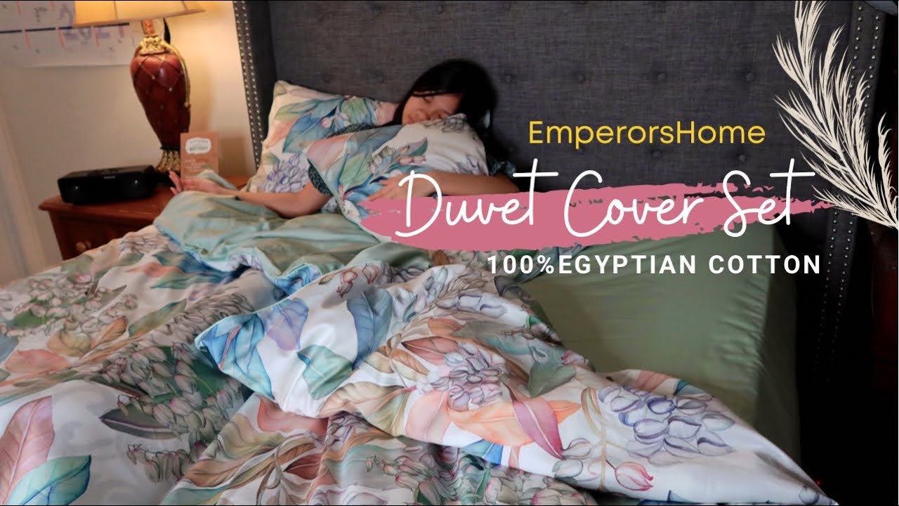Duvet Cover Set Light Blue Floral Egyptian Cotton by EmperorsHome