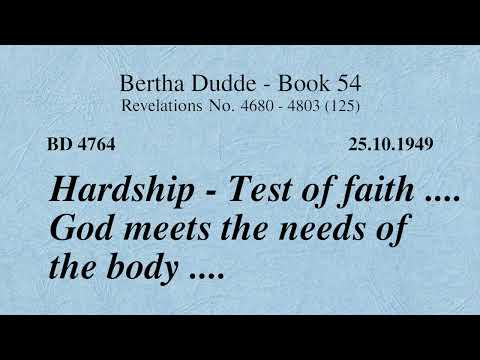 BD 4764 - NEED - TEST OF FAITH .... GOD COVERS THE NEEDS OF THE BODY ....