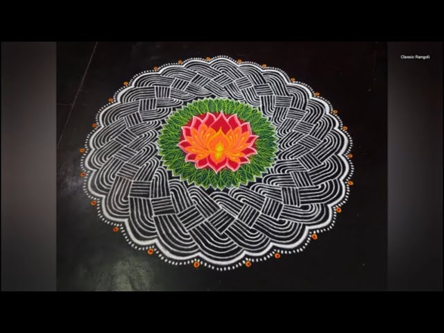 Traditional aadi velli kolam design by classic rangoli