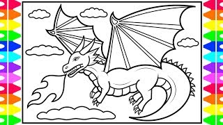 How to Draw a Dragon for Kids ❤️💚🧡💙Dragon Coloring Pages for Kids