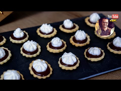 Chocolate Tartlets with Whipped Cream and Praline