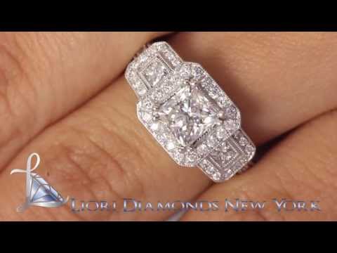 ER-SOLD-163 - 2.45 Carat D-SI1 Certified Princess Cut Diamond Engagement Ring 14k Pave Halo