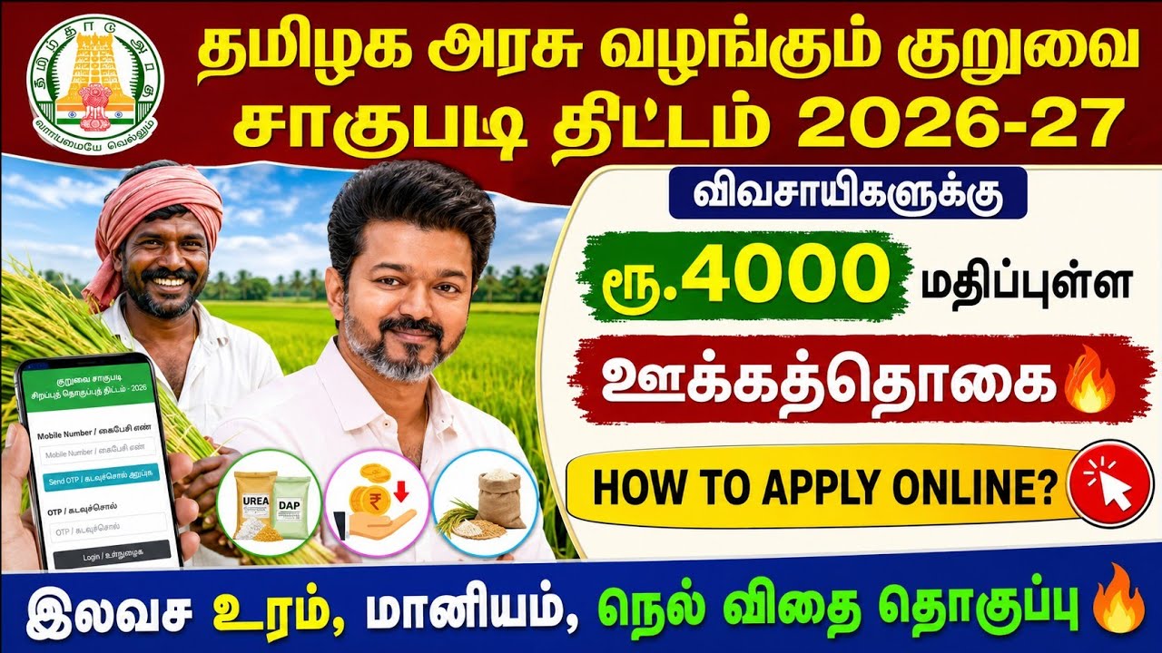 குறுவை சாகுபடி திட்டம் 2026 | Kuruvai Thoguppu Thittam 2026 | tn free urea scheme 2026