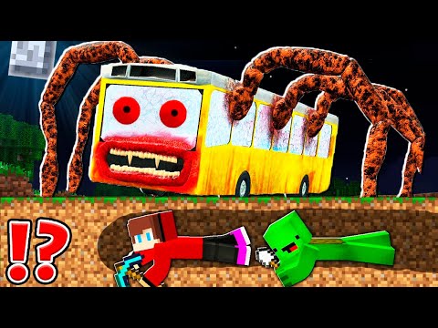 How Mikey and JJ Escape From BUS EATER at 3am ? - Minecraft Maizen
