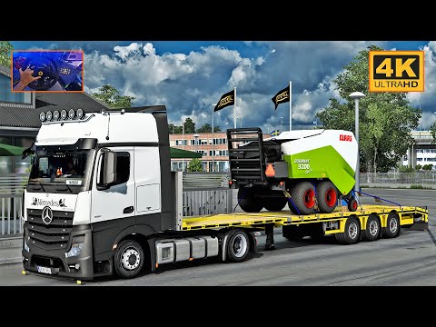Mercedes Actros MP4 1851 | ETS2 Gameplay 4K + wheel cam | Stockholm - Aalborg