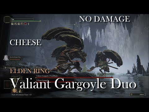 Elden Ring - Valiant Gargoyle Duo Boss Fight | Samurai No Damage Cheese