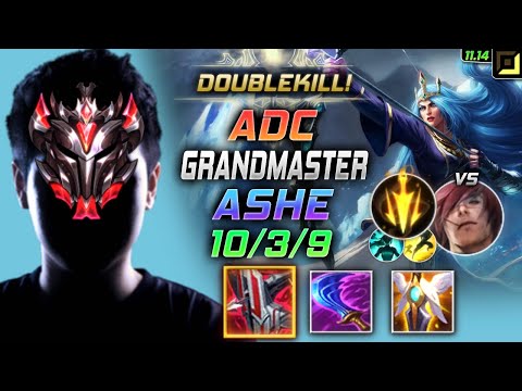 GrandMaster Ashe ADC vs Sett - 천상계 원딜 애쉬 템트리 룬 철갑궁 치속 アッシュ Эш 寒冰射手 艾希 - LOL KR 11.14