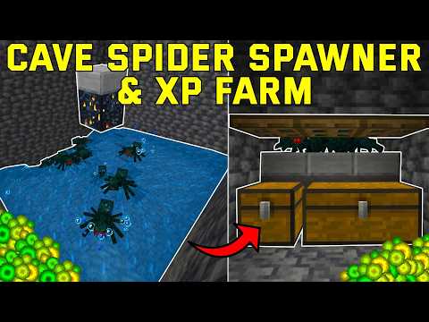 EASY Cave Spider Spawner XP Farm Minecraft Bedrock 1.21+ (Bedrock,Mcpe,Ps4,Xbox)
