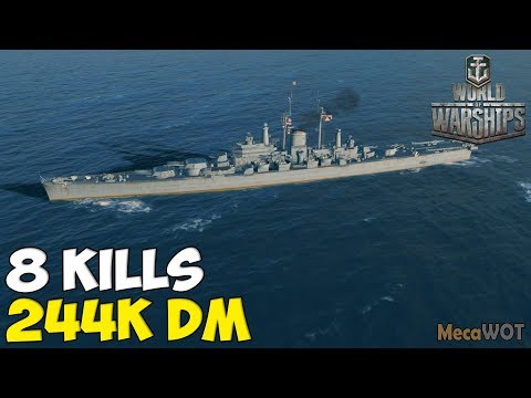 World of WarShips | Des Moines | 8 KILLS | 244K Damage - Replay Gameplay 1080p 60 fps