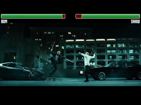 Dom vs. Shaw WITH HEALTHBARS | HD | Furious 7
