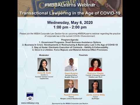 MBBALearns Transactional Lawyering in the Age of COVID 19
