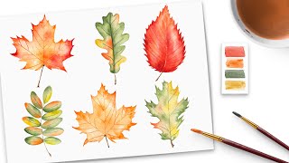 Easy Watercolor Autumn Leaves | Step by Step Tutorial