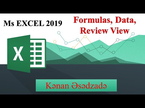 MS Excel 2019  [Formulas, Data, Review və  View lent tabları]