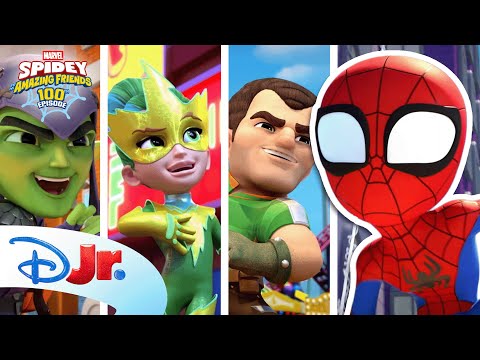 Heroes & Baddies in 100 Seconds! 🕸️ | Marvel's Spidey and his Amazing Friends | @disneyjr