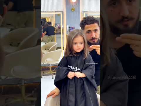 Cute baby girl Barber Shop Hair Cut Reaction #childrensdance #kutties #ytshorts #shorts