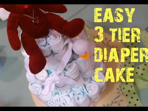 Simple Three Tier Diaper Cake Tutorial For Baby Showers