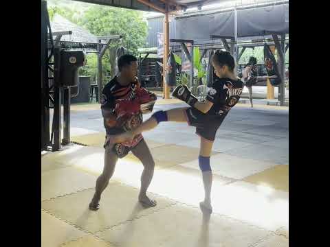 13 year old Vienna Briels training for IFMA World Youth Championships