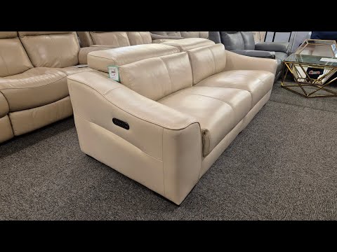 Furniture Village Elixir 3 Seater Leather Power Recliner Sofa Power Headrests