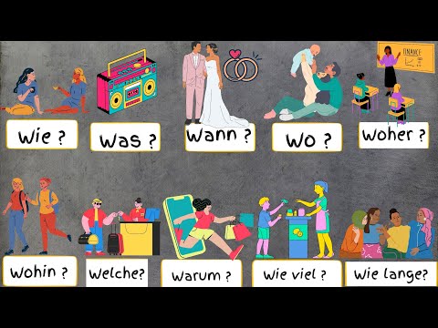 W - Fragen auf Deutsch/ Fragen für Anfänger und wir üben gemeinsam die W- Fragen /Deutschkurs A1.