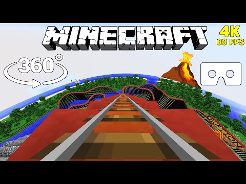 🎢 Minecraft 360° VR - Volcano Roller Coaster 4K 60 FPS Video