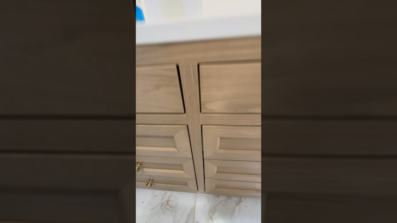 Beautiful White Oak Vanity with Dovetail drawers #customcabinetry