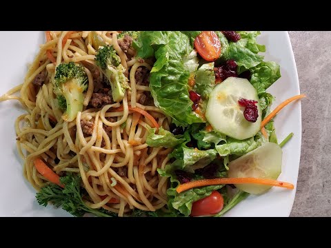 GUYANESE STYLE Mix  Vegetables CHOWMEIN With Mince BEEF In slurry source
