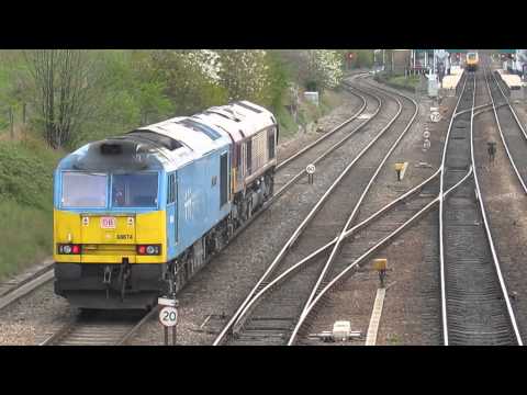 ews class 66050 'ews energy' and class 60074 'teenage cancer spirit' ride through chesterfield
