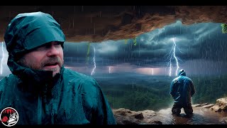 Stranded on a Mountain Top During a Strong Thunderstorm - Heavy Rain ASMR Camping Adventure