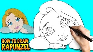 How to draw Rapunzel - Tangled - Easy step-by-step drawing lessons for kids