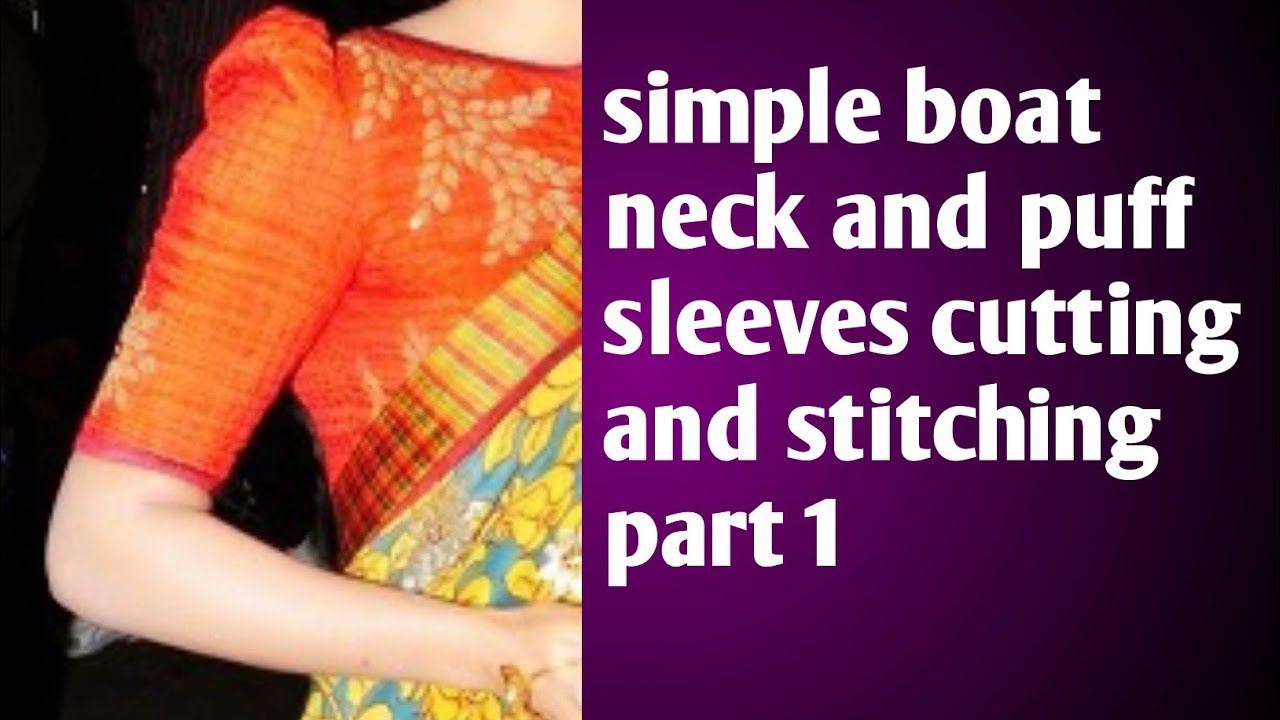 simple boat neck with puff sleeves blouse cutting and stitching part 1#blouse cutting and stitching
